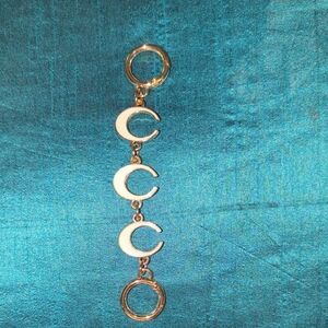 Gold and White C Purse Keychain / Charm